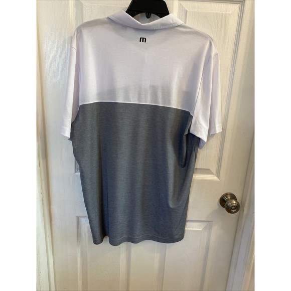 Travis Mathew Mens size XL White Gray Short Sleeve Polo Golf Shirt - Picture 4 of 5